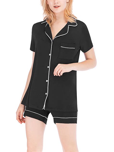 short sleeve button up pjs|short sleeve shorts pajama set.